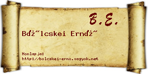 Bölcskei Ernő névjegykártya